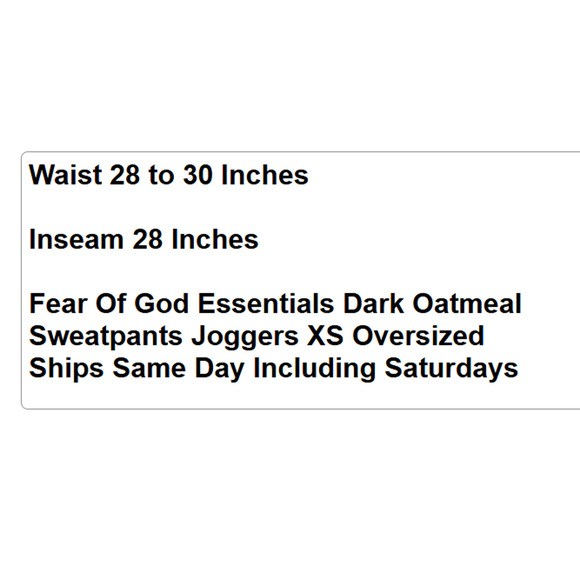 Fear Of God Essentials Dark Oatmeal Joggers XS Oversized NWT Ships Same Biz Day - Picture 11 of 11